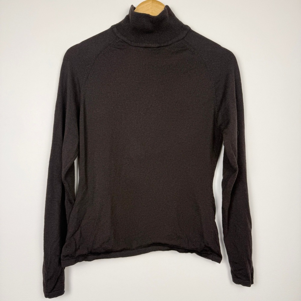 Vintage Classiques Entier Turtleneck Sweater Womens XS/S Deep Brown Merino Wool‎